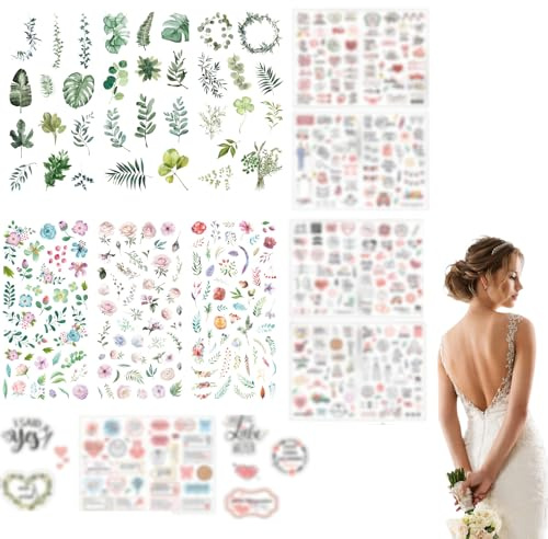 11 Blatt Sticker Hochzeit Gästebuch, Sticker Hochzeit, Aufkleber für Fotoalbum Gestaltung, Scrapbook Sticker Set, Aufkleber Kalender und Urlaub Erinnerungen