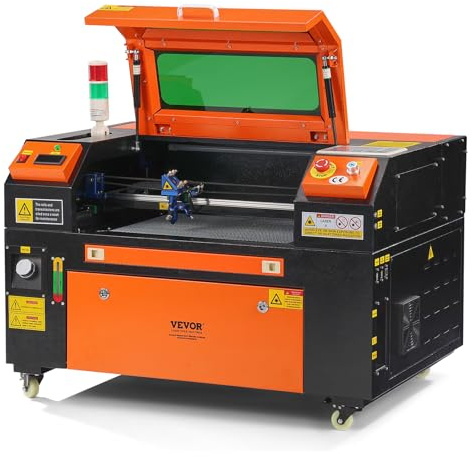 VEVOR Macchina per Incisione Laser CO2 Compatta Piano di Lavoro 30x50cm Potenza 50W Spessore di Taglio Max. 6mm Velocità di Incisione 0-500 mm/s, Macchina da Taglio per Incisione Tubo Incisore CO2