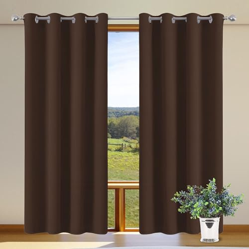 XUEHMIN Tende Soggiorno 1 Pezzi 164 x 170 cm con Occhielli/Poliestere Moderne Eleganti Tende Fonoassorbenti per Interni Finestre con Anelli, marrone