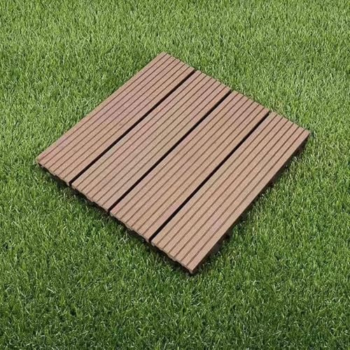 Baldosa de piso entrelazada for exteriores, baldosa de madera y plástico, suelo interior, balcón, alfombra cuadrada, decoración de Patio, 1 unidad(Light Grey)