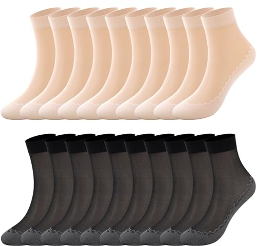 Utensilsto 20 paia di calzini in nylon opaco trasparente, 20 denari, alla caviglia, da donna, con punta rinforzata (EU 35-38)