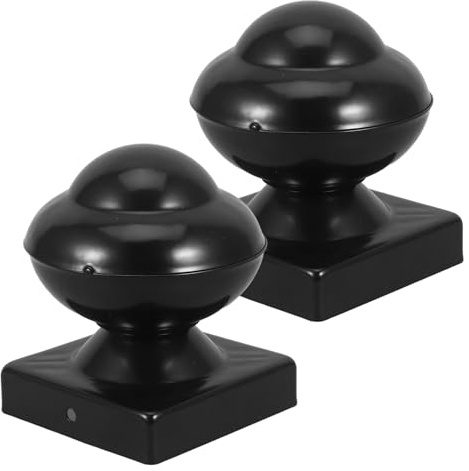 NOLITOY Lot de 2 Capuchons Décoratifs en Fer Noir 08 MM pour Poteaux de Clôture 80X80 MM Protections Résistantes aux Intempéries pour Portails et Clôtures Extérieures Accessoires