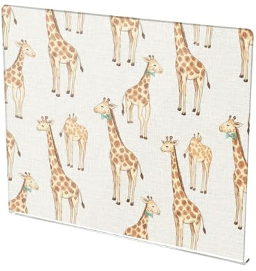 Giraffes Bows White Print Acrylic Cutting Board with Counter Lip Non Slip Clear Chopping Boards for Countertop Large Size 16”×13”