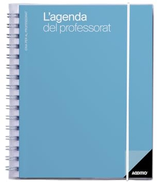 ADDITIO Agenda des enseignants | Planification trimestrielle | Vue hebdomadaire | Évaluation | Taille 16,5 x 21,5 cm | Catalan | Bleu