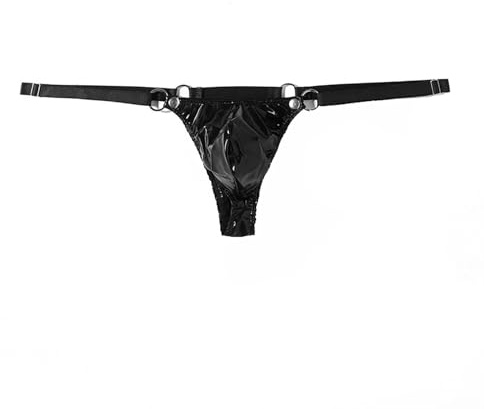 inhzoy Micro Mini String Glänsande metalliska trosor tanga T-Back underkläder bulge påsar kalsonger med O-ring band
