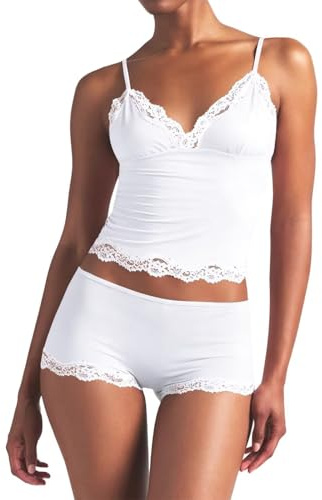 LACOZY Womens Cami Pajama Set Sexy 2 Piece Sleeveless Pjs Summer V Neck Tank Top Y2K Lace Trim Sleepwear Lounge Set