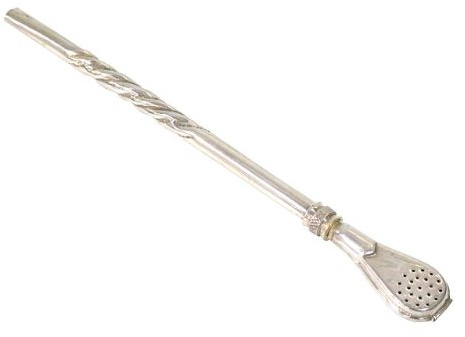 Bombilla - Cannuccia Mate, 19 cm, in ottone argentato