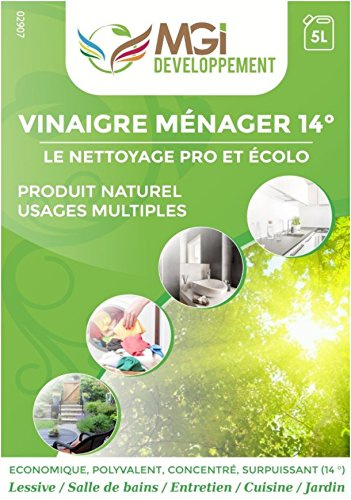 MGI DEVELOPPEMENT - 3 bidons de 5L de vinaigre blanc à 14° - Pour nettoyage - Qualité professionnelle - Nettoie, dégraisse, détartre (15 litres)