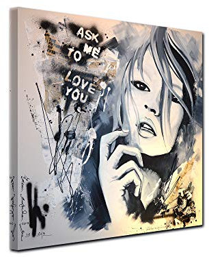 DECLINA Großformat, Kunstdruck auf Leinwand, Dekoration für Wohnzimmer, modernes Leinwand, Reproduktion, Malen Bertoche Ask me to Love You, 50 x 50 cm
