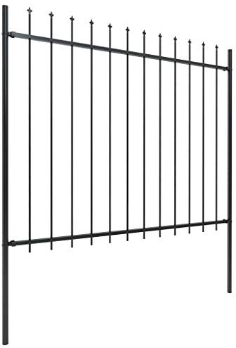 Festnight Grille de Protection Clôture de Jardin avec Dessus en Lance Portail Entree Acier 3,4 x 1,5 m Noir