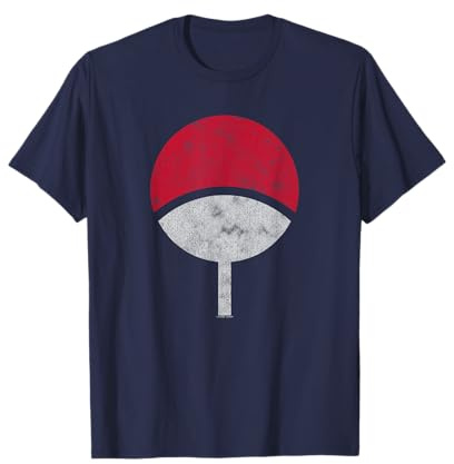 Naruto Shippuden T-Shirt von Ripple Junction: Sasuke Uchiha Symbol Distressed, Unisex, Kurzarm, Blau, S