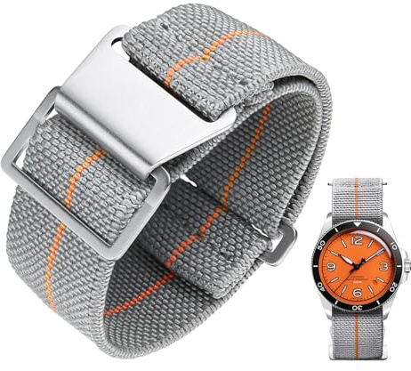 BINLUN Elastisch Nylon Uhrenarmband 18mm 20mm 22mm Parachute Marinetaucher Fabric Stoff-Armbänder Militär Ersatzband für Uhr Damen&Herren - Upgrade Hakenverschluss