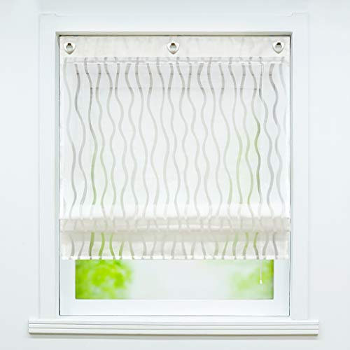 Joyswahl Voile Ösenrollo transparentes romantsiches Ausbrenner Design mit Wellen Motiv »Aliya« Schals Fenster Gardine mit Hakenaufhängung, ohne Bohren BxH 140x140cm Weiß 1 Stück