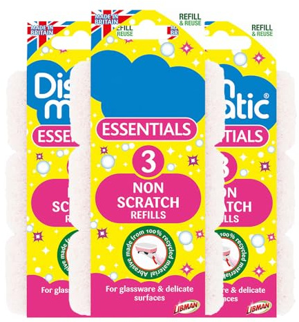 Karrma Ltd. Non-Scratch Sponge Refills, 3 x 3 | Refill Heads, Safe for Non-Stick & Delicate Surfaces, Clip-On Replacement, Durable & Gentle