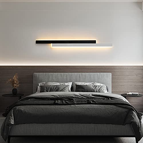 VOMI Wandlampe Innen Metall Wandleuchte LED Modern Bettseite Wandbeleuchtung Minimalistisch Warmweiß Erleuchtung mit Acryl Lampenschirm für Schlafzimmer Wohnzimmer Treppe Gang,120cm