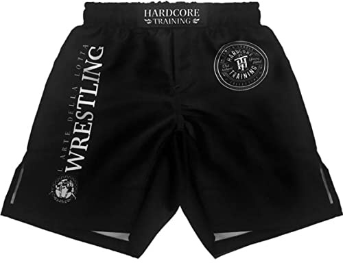 Hardcore träning svart barn boxning shorts korta byxor barn boxning fitness kampsport muay thai (DE/NL/SE/PL, Ålder, 12 år, Regelbunden, Black/Black)