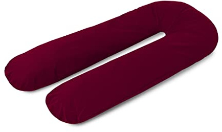 A ATH COLLECTION Pregnancy Pillowcase 9 FT, 12 FT, U Shaped Full Body Pillow Cover with zip, Nursing, Support and Maternity Pillow for Pregnant Women Cover Only (9 FT, Burgundy)
