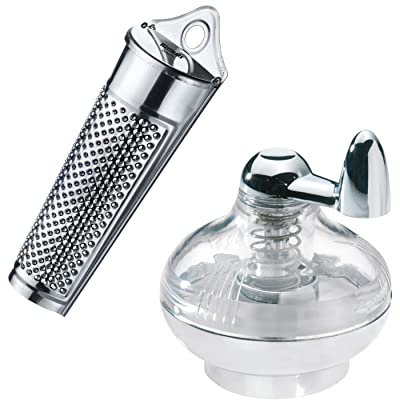 Westmark 1 molino de nuez moscada + 1 rallador de nuez moscada con área de almacenamiento, plástico/acero inoxidable, plateado/transparente, 695722E6