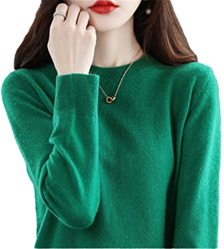 100% Woll-Kaschmir-Pullover Für Damen, Locker, Lässig, Gestrickt, Mit Rundhalsausschnitt, Herbst- Und Winterpullover GN L