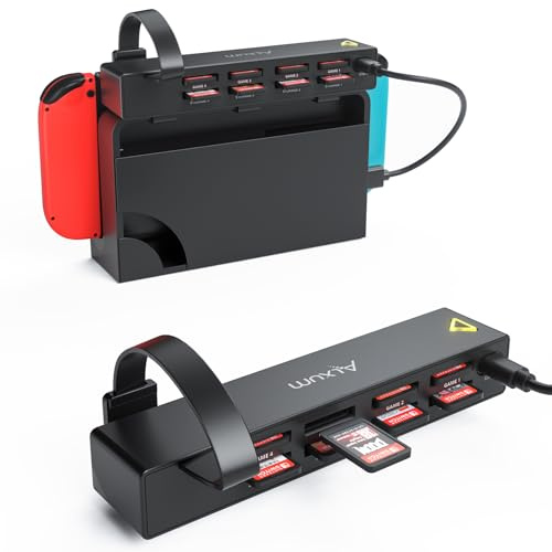 Alxum Switch Game Card Reader-8-in-1 Switch Games Holder Case | für Switch/Switch OLED Konsole und Dock,Schnelles Umschalten Game Switcher Zubehör (4 für Spiel+4 für Aufbewahrung)