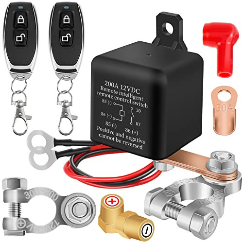 Loyala Batterie Trennschalter 12V Batterieschalter Auto Batterieschalter 12V 200A Batterie Schalter 12v Mit 2 Fernbedienungen für Auto LKW Motorrad Wohnmobil（200A）