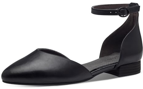 Jana Damen Ballerinas mit verstellbarem Riemen Vegan, Schwarz (Black), 39 EU