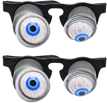 Gcroet 2pcs haltsame Augenbrillen aus Brille Feder Augapfel Blättere Augen Frühlingsbrillen, Brille lustige Brille mit Ab Fallen Lassen Augapfel für Halloween Kostümparty Witz knifflige Streichprops.