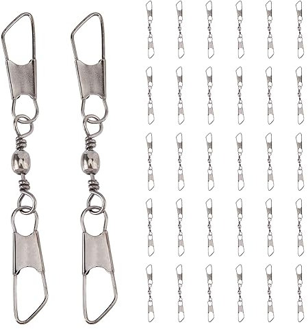 SUPERFINDINGS 30 Stück Doppel Snap Wirbel Aus Karbonstahl Zum Angeln Mit Wälzlager Anschluss Salzwasser Anschluss Angel Snap Wirbel Angelgerät 89mm