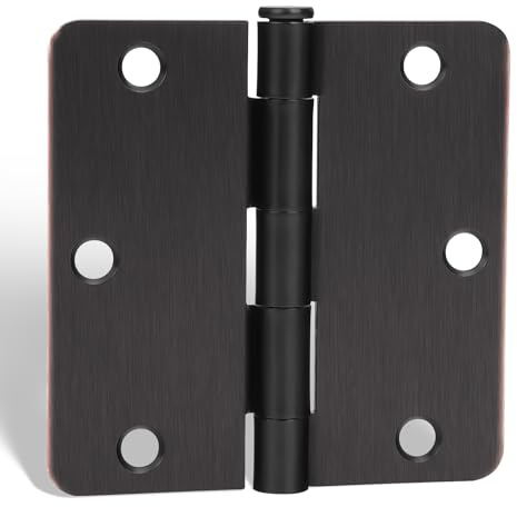 goldenwarm Removable Pin 24Pack Oil Rubbed Bronze Door Hinges 3.5 Inch Rounded Interior Door Hinges 3-1/2'' with 1/4'' Radius Corners
