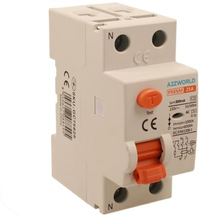 Interruptor diferencial puro, 2P 300mA 6kA 240VAC, ahorro de vidas, ocupa 2 módulos DIN (2P-25A-6KA-300mA)