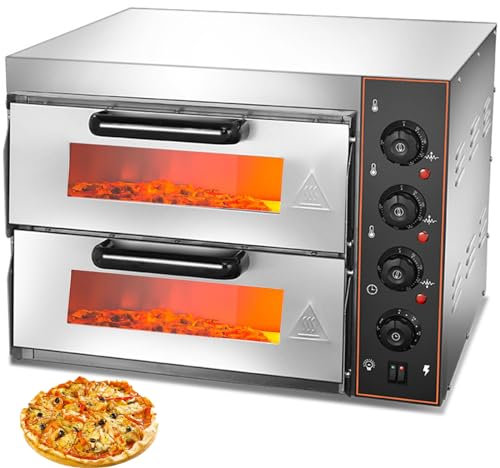 WUDLi Forno Elettrico per Pizza A Doppio Strato, Forno per Pizza Commerciale, 16 con Pietra per Pizza, Tostapane Multiuso per Carne da Carne da Forno capacità 40 Litri, per Ristorante Uso Domestico