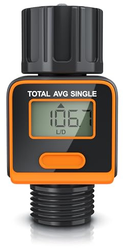 Brandson Digital water meter, Watering timer, Water flow meter, Practical water meter for the garden IPX6, 4 water consumption control modes, indoor and outdoor use