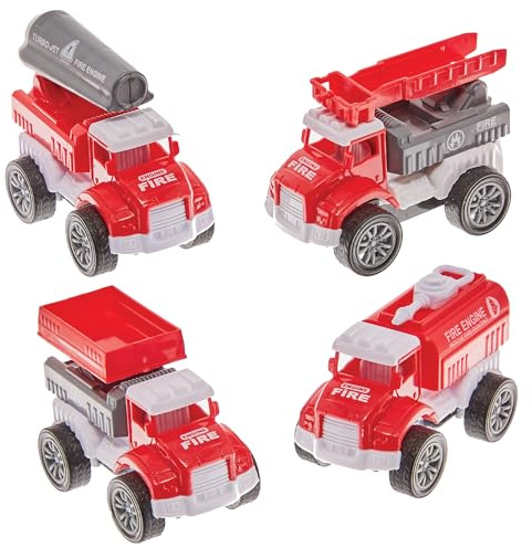 Baker Ross Feuerwehr-Racer zum Zurückziehen – 6er-Pack, Rennauto, Pullback-Feuerwehr-Rennauto, für Kinder, unisex, 18.5 cm, 6 Count