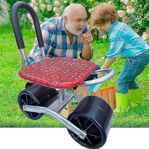 Garten-Rollhocker, Rollsitz, Mobile Hockerbank, Verstellbarer Roll-Gartenwagen mit Sitz, 360° drehbarer Gartensitz auf Rädern für Gärtnerpflanzen