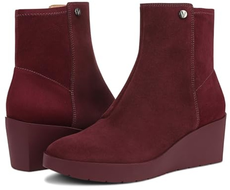 Vionic Women's Wedge Ankle Boots Skylar- Comfortable Bootoes& Supportive Walking Shoes with Built-in Arch Support Port Wine Suede 8.5 Medium