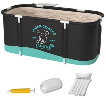 Generic Portable Bathtub, Black, Oxford Cloth, Freestanding, 45.3x23.6x19.7 Inches, 6.39 lbs