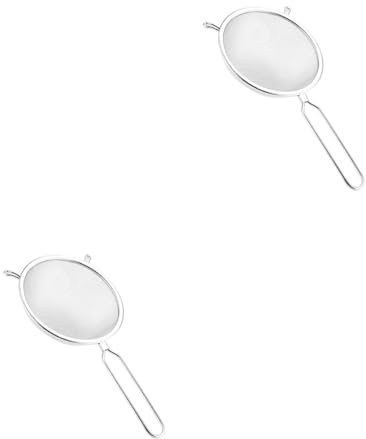 Ciieeo 2St Siebschaufel Schaumlöffel Küchensieb für Mehl Fettlöffel Bohnensieb Frittierölsieb gemüsesieb Filterlöffel Fleischsieb Nudelsieb kuchen Nudeln Sieb Edelstahllöffel Silver