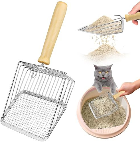 Huanmin Cat Litter Scoop, Katzenschaufel für Katzenklo, 27.5 X 13cm Katzenschaufel, Hole Spacing 3 Mm Und 10mm Katzenstreuschaufeln, Katzenschaufel Metall, Schaufel für Katzenstreu, für Cat Litter