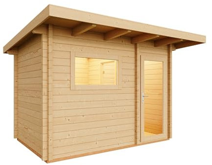 Infraworld Gartensauna Terra 2 Außensauna mit Vorraum Saunahaus 341 x 230 cm