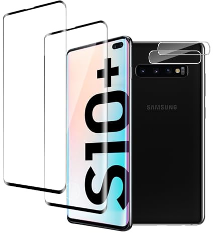 QZJinch 2+2 Stück,Panzer Schutz Glas für Samsung Galaxy S10 Plus,3D-Vollabdeckung, 9H-Härte,Anti-Öl, Anti-Fingerabdruck,HD Schutzglas, Bläschenfrei，High Sensitivity,Fingerabdruck-ID Unterstützen