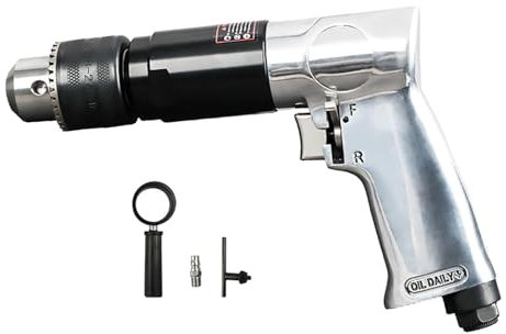Sharplace 1/2 Zoll Mini-Luftbohrmaschine, umkehrbar, mit Anschlussbohrwerkzeug, Spannfutter, Luftbohrmaschine für Wartungsmaschinen, Produktionsmöbel