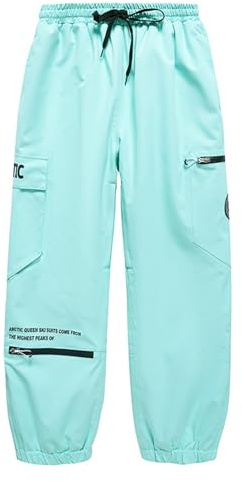 Generisch Schneehose Damen Winter Wasserdicht Gummizug Atmungsaktiv Skihose Damen Herren Baggy Warm Snowboardhose Damen Herren High Waist Weit Outdoor Skihosen Lang Ski Hosen für Männer Frauen