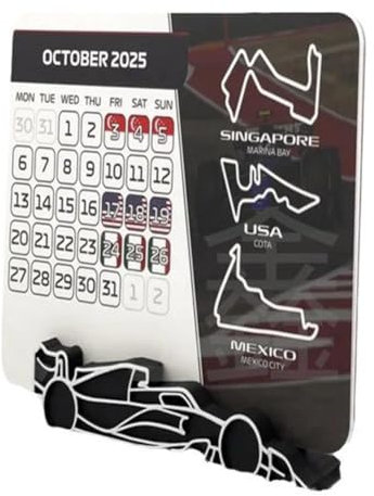 Rtyweth F1-Kalender 2025, F1 2025 Desktop-Kalender, 2025 Renntisch-Kalender mit Rennwagen mit Kalender, Sta F1-Design, 2025 Desktop