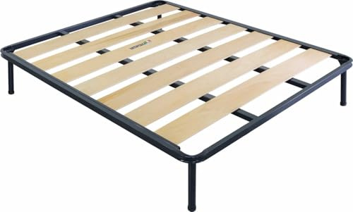 Reti D'Amora Rete Letto Singolo 80x190 con Doghe larghe in Legno, Rete Ortopedica con Struttura in Ferro e Piedi Smontabili, Robusta - Per Tutti i Materassi, Made in Italy (120x200 con 2 rinforzi)
