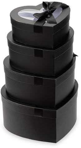 Oairse 4er-Set Geschenkbox Herzform Aufbewahrungsbox mit Deckel Geschenkschachtel Karton Blumenbox Ordnungsboxen Geschenkbox Karton Schmuckschachtel Geschenkbox Geburtstag muttertagsgeschenk