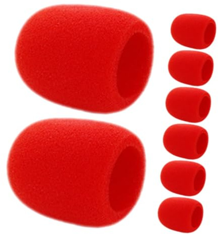 Mikrofon Windschutz aus Schaumstoff 8 Stück für Ktv und Bühne | Mikrofonabdeckung, Handmikrofon Schutz, Einfache Montage, Rot, Tragbar, Ersatz für Bühnen Equipment