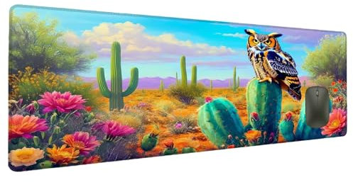 Mauspad XXL 1200x600mm Anlage Mousepad Groß Schreibtischunterlage Eule, Gaming Mauspad Gadgets Schreibtisch Zubehör, Wasserdicht Mouse Pad rutschfeste Vernähte Kanten Verbessert Geschwindigkeit B-1