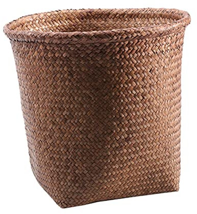 LOLIPPYY Cesta De Almacenamiento Tejida De Paja Papelera Doméstica Para Guardar Basura Para Cocina y Baño De Oficina