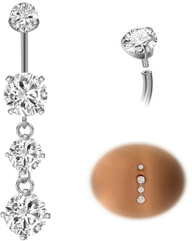 ESHIONER G23 Titane Piercing Nombril Or Argent Jewelry Doré Longue Petite Courte CZ Piercing Pour Femme Percing Nombril 14G 10MM 12MM 14MM