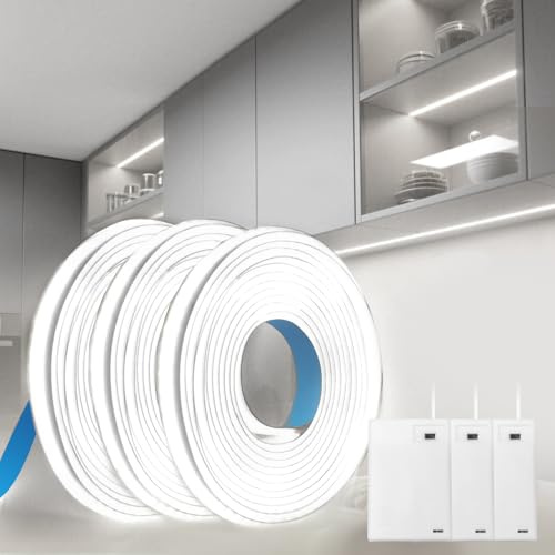 BRIMETI Luces LED Pilas Tira LED COB 3x1M Blanco Fria 6000K 5V 320LEDs/M Autoadhesiva Flexible Cortable Iluminación Luces Interior para TV Dormitorio Cocina Armario Sala Escaleras Estantes Decoración